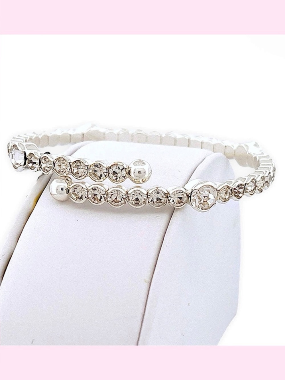 NWT - Cézanne - Silver-Toned Crystal Coil Bangle Bracelet